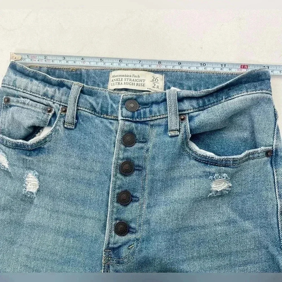 Abercrombie‎ & Fitch Ankle Straight Ultra High Rise Button Fly Jeans Sz 26 - Picture 8 of 11